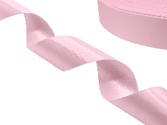 Сатиновая лента двухсторонняя c тканым краем розовая - купить