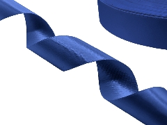 Сатиновая лента двухсторонняя c тканым краем синяя - купить