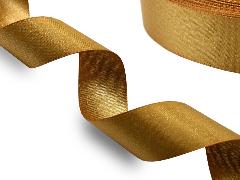 Сатиновая лента двухсторонняя люрекс c тканым краем золотистая - купить